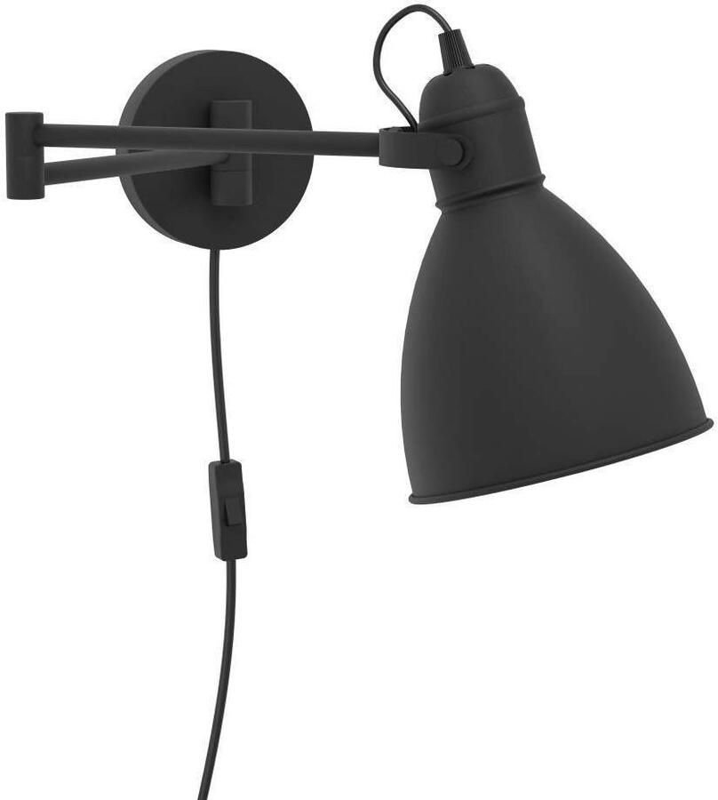 EGLO Wandlamp SAN PERI Wandlampe Stahl E27 IP20 Schlafzimmerlampe Bürolampe Wandlamp van metaal in zwart lamp met schakelaar E27 fitting (1 stuk) - Foto 3