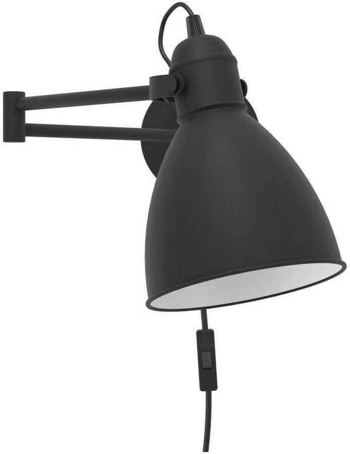 EGLO Wandlamp SAN PERI Wandlampe Stahl E27 IP20 Schlafzimmerlampe Bürolampe Wandlamp van metaal in zwart lamp met schakelaar E27 fitting (1 stuk) - Foto 4