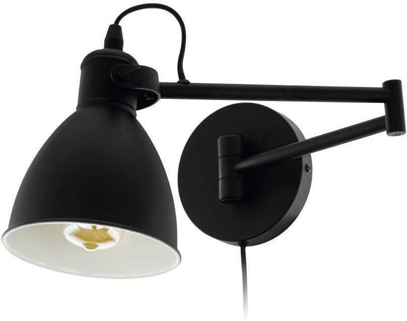 EGLO Wandlamp SAN PERI Wandlampe Stahl E27 IP20 Schlafzimmerlampe Bürolampe Wandlamp van metaal in zwart lamp met schakelaar E27 fitting (1 stuk) - Foto 5