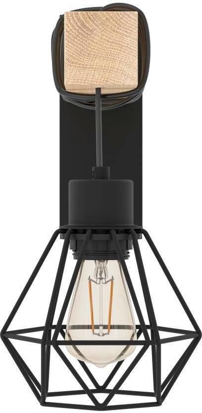 EGLO Wandlamp TOWNSHEND 5 Wandlampe Stahl und Holz E27 IP20 Wohnzimmerlampe Vintage wandlamp zwart bruin fitting E27 FSC gecertificeerd (1 stuk) - Foto 4