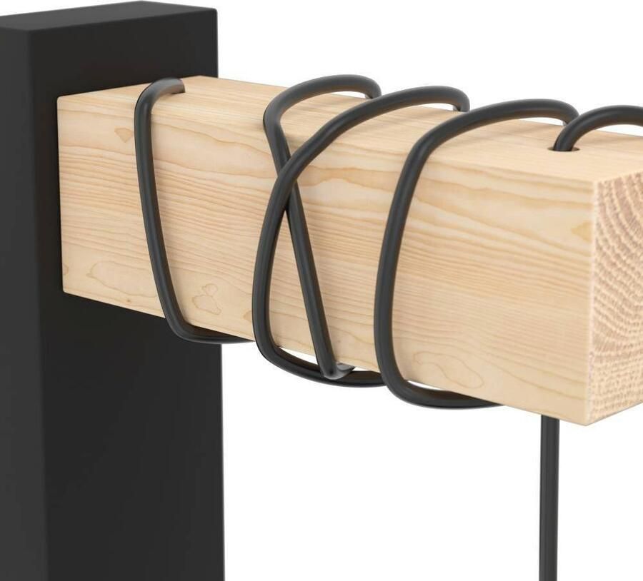 EGLO Wandlamp TOWNSHEND 5 Wandlampe Stahl und Holz E27 IP20 Wohnzimmerlampe Vintage wandlamp zwart bruin fitting E27 FSC gecertificeerd (1 stuk)