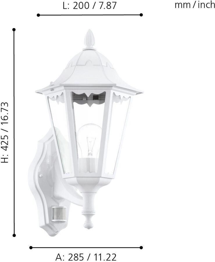 EGLO Wandlamp voor buiten NAVEDO wandlamp buitenverlichting zwart zilver-patina klassiek (1 stuk) - Foto 2
