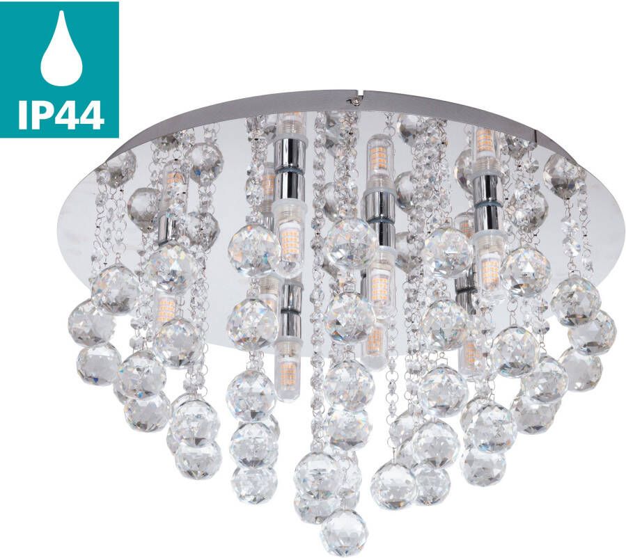 EGLO Led-plafondlamp ALMONTE chroom ø50 x h30 cm inclusief 8x g9 (elk 3w) spatwaterdicht