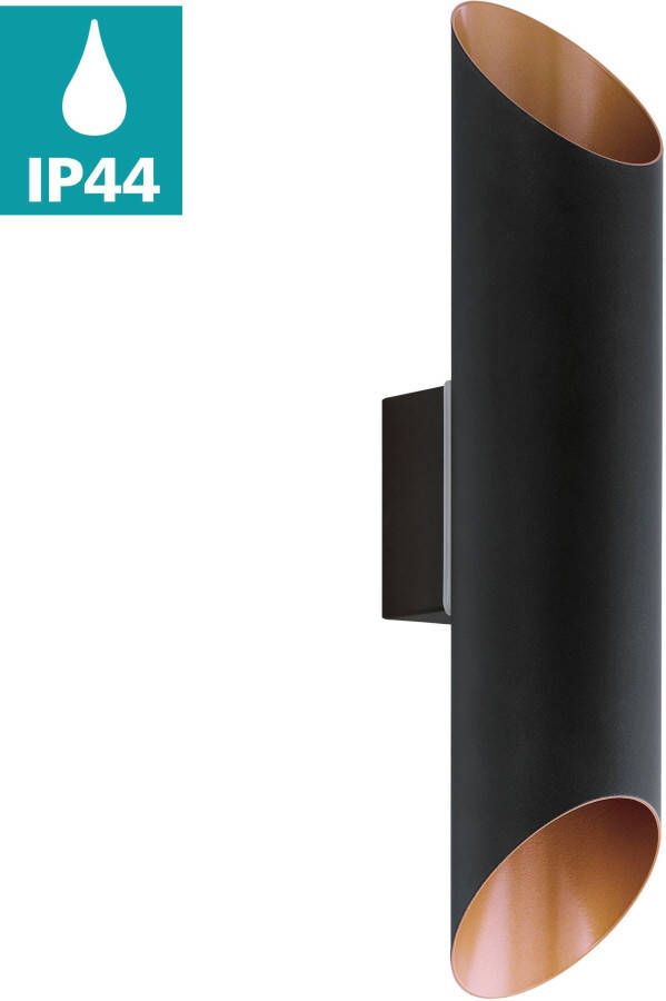 EGLO Led wandlamp voor buiten AGOLADA zwart koperkleur l7 5 x h36 cm inclusief 2 x led-plank buitenlamp