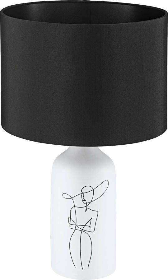 EGLO Vinoza tafellamp E27(excl) hoogwaardig keramiek stoffen kap Wit Zwart - Foto 3