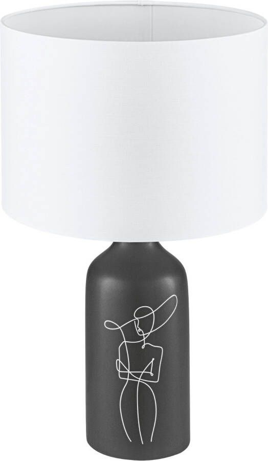 EGLO Vinoza tafellamp E27(excl) hoogwaardig keramiek stoffen kap Zwart Wit - Foto 5
