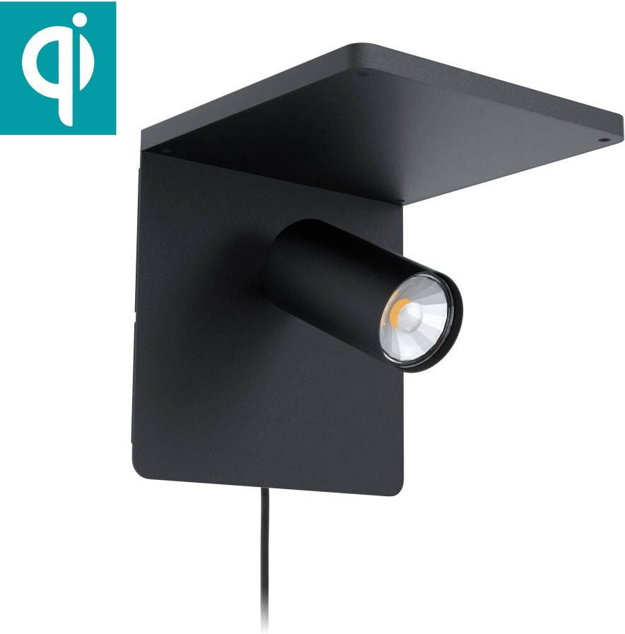 EGLO  Ciglie Wandlamp - Draadloos Telefoon opladen - Zwart - GU10 - Foto 5