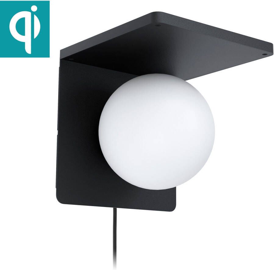 EGLO  Ciglie Wandlamp met QI lader - 1 lichts - 18 cm. - E14 - zwart - Foto 5