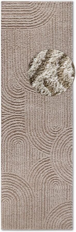 ELLE DECORATION Design-vloerkleed Chappe Shaggy loper pluizig zacht hoogpolig modern hoog-laag effect - Foto 6