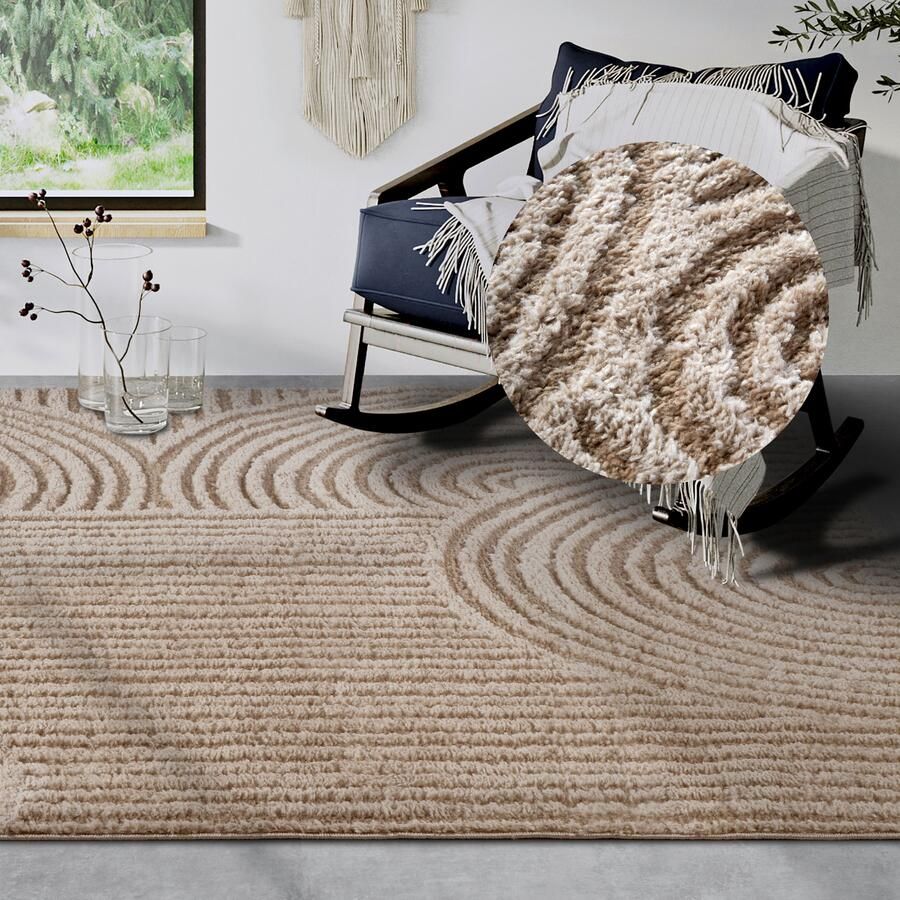 ELLE DECORATION Design-vloerkleed Chappe Shaggy loper pluizig zacht hoogpolig modern hoog-laag effect