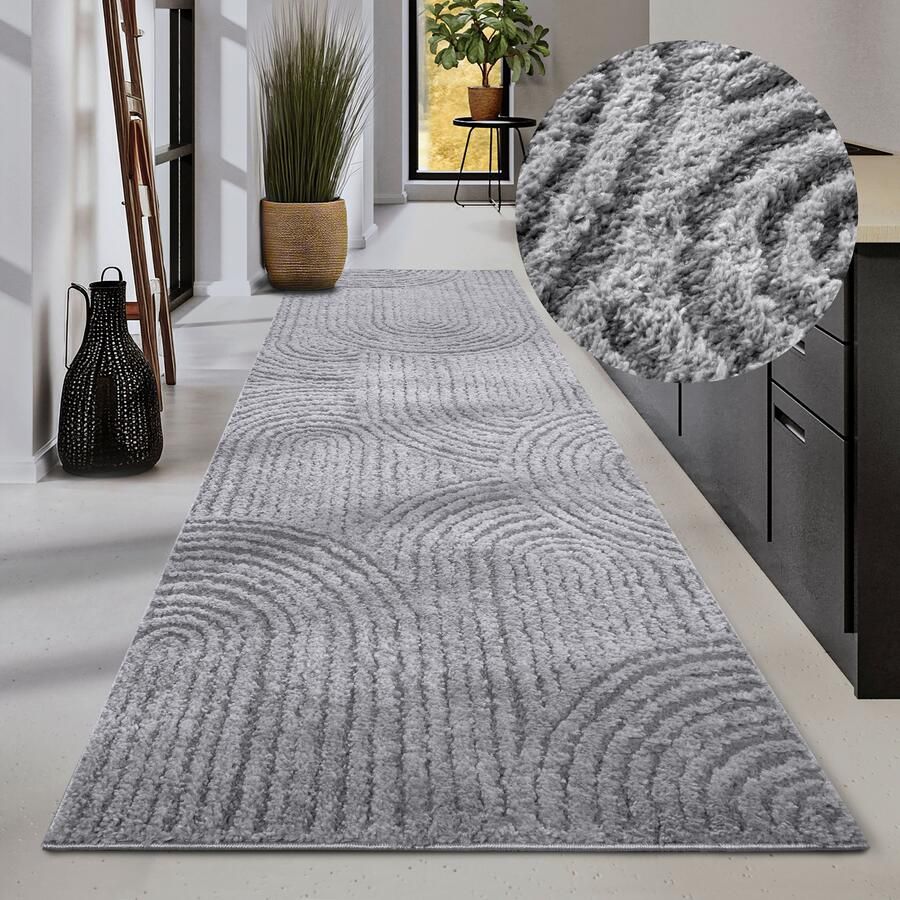 ELLE DECORATION Design-vloerkleed Chappe Shaggy loper pluizig zacht hoogpolig modern hoog-laag effect