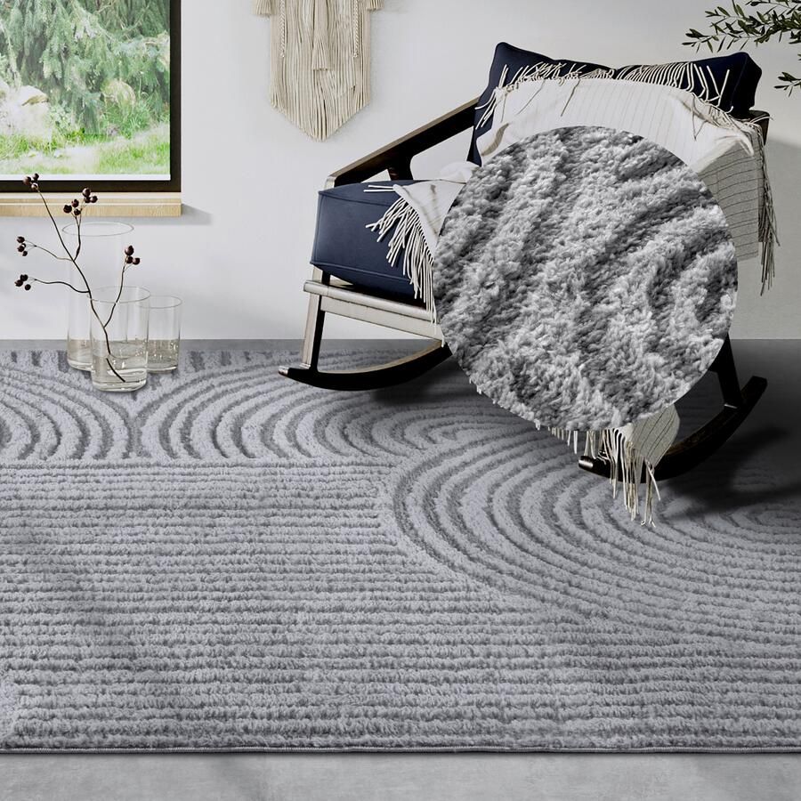 ELLE DECORATION Design-vloerkleed Chappe Shaggy loper pluizig zacht hoogpolig modern hoog-laag effect