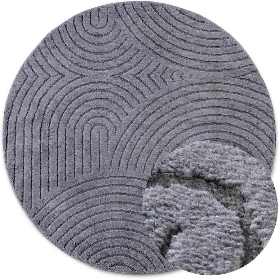 ELLE DECORATION Design-vloerkleed Cosy Panglao ook als rond tapijt verkrijgbaar uni laagpolig hoog-laag structuur modern scandi boho woonkamer