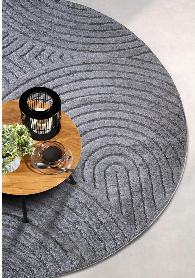 ELLE DECORATION Design-vloerkleed Cosy Panglao ook als rond tapijt verkrijgbaar uni laagpolig hoog-laag structuur modern scandi boho woonkamer - Foto 3