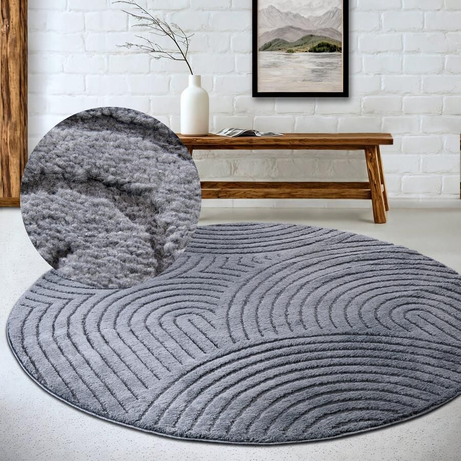 ELLE DECORATION Design-vloerkleed Cosy Panglao ook als rond tapijt verkrijgbaar uni laagpolig hoog-laag structuur modern scandi boho woonkamer - Foto 8