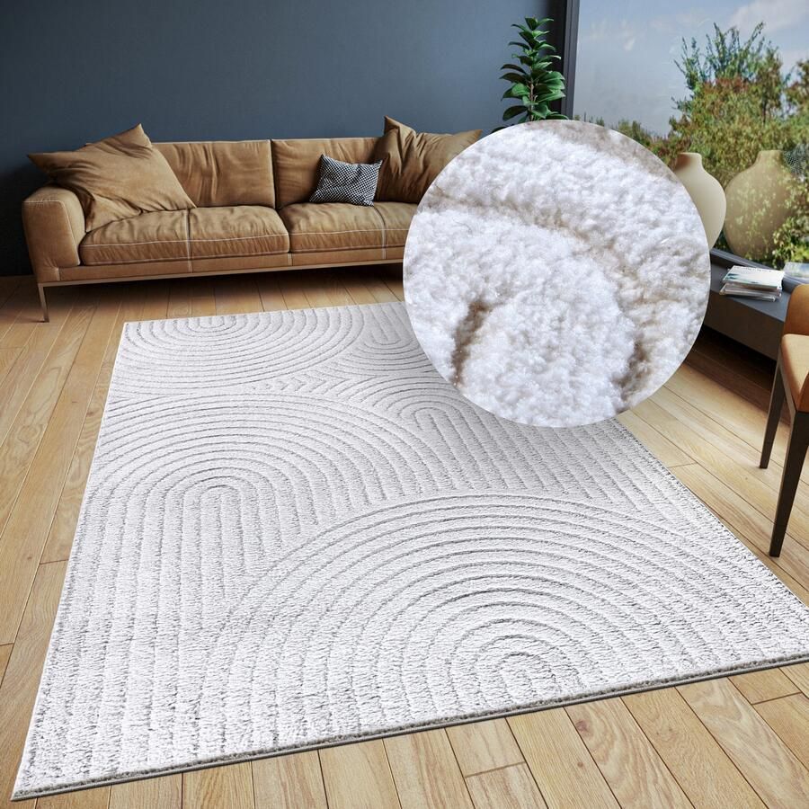 ELLE DECORATION Design-vloerkleed Cosy Panglao ook als rond tapijt verkrijgbaar uni laagpolig hoog-laag structuur modern scandi boho woonkamer - Foto 10