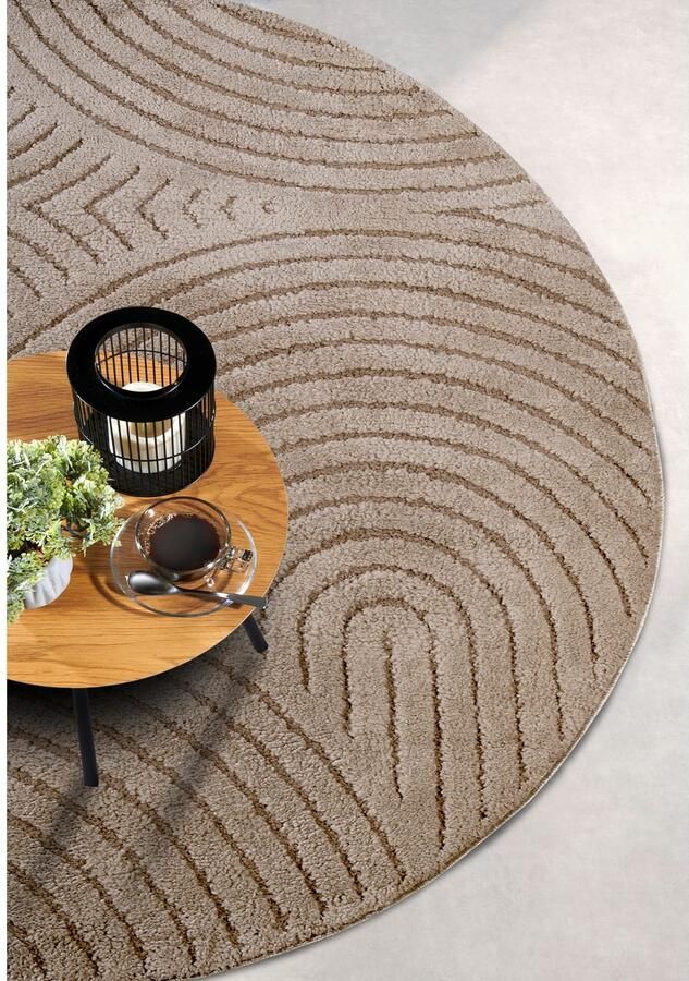 ELLE DECORATION Design-vloerkleed Cosy Panglao ook als rond tapijt verkrijgbaar uni laagpolig hoog-laag structuur modern scandi boho woonkamer - Foto 4