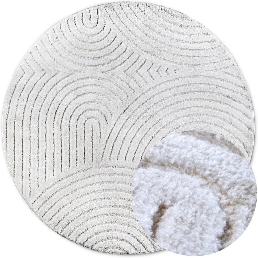 ELLE DECORATION Design-vloerkleed Cosy Panglao ook als rond tapijt verkrijgbaar uni laagpolig hoog-laag structuur modern scandi boho woonkamer - Foto 8