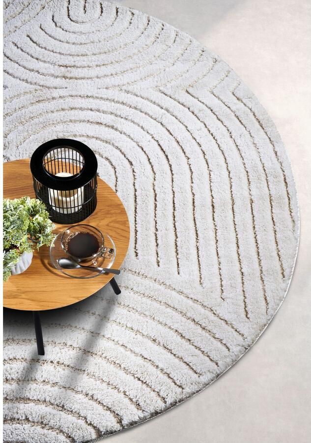 ELLE DECORATION Design-vloerkleed Cosy Panglao ook als rond tapijt verkrijgbaar uni laagpolig hoog-laag structuur modern scandi boho woonkamer - Foto 3