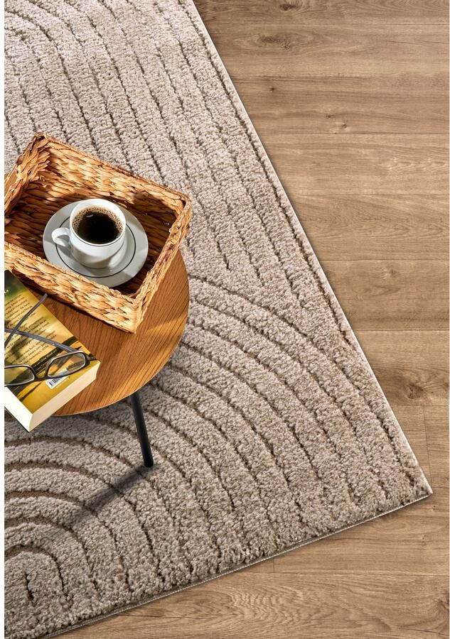 ELLE DECORATION Design-vloerkleed Cosy Panglao ook als rond tapijt verkrijgbaar uni laagpolig hoog-laag structuur modern scandi boho woonkamer - Foto 4