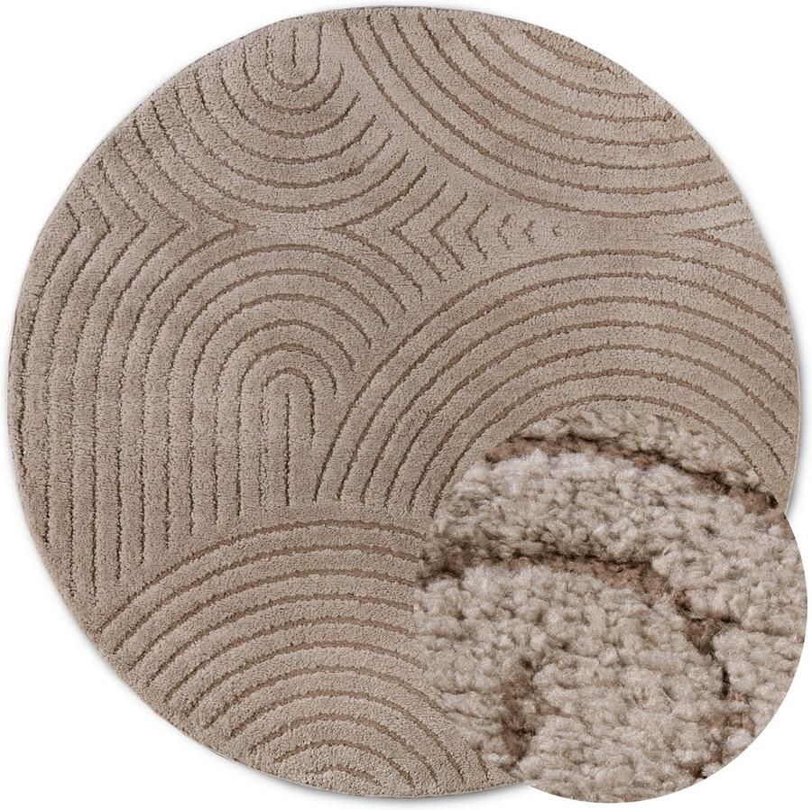 ELLE DECORATION Design-vloerkleed Cosy Panglao ook als rond tapijt verkrijgbaar uni laagpolig hoog-laag structuur modern scandi boho woonkamer - Foto 9