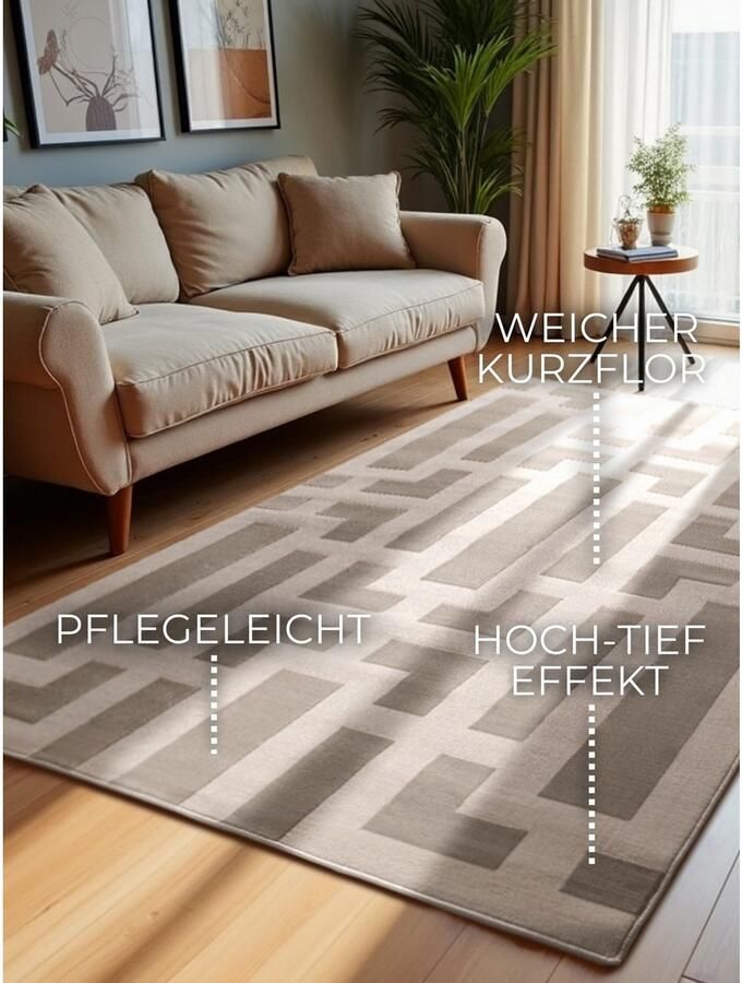 ELLE DECORATION Design-vloerkleed Onyx Woonkamer slaapkamer loper hoog-laag effect gang glans - Foto 5