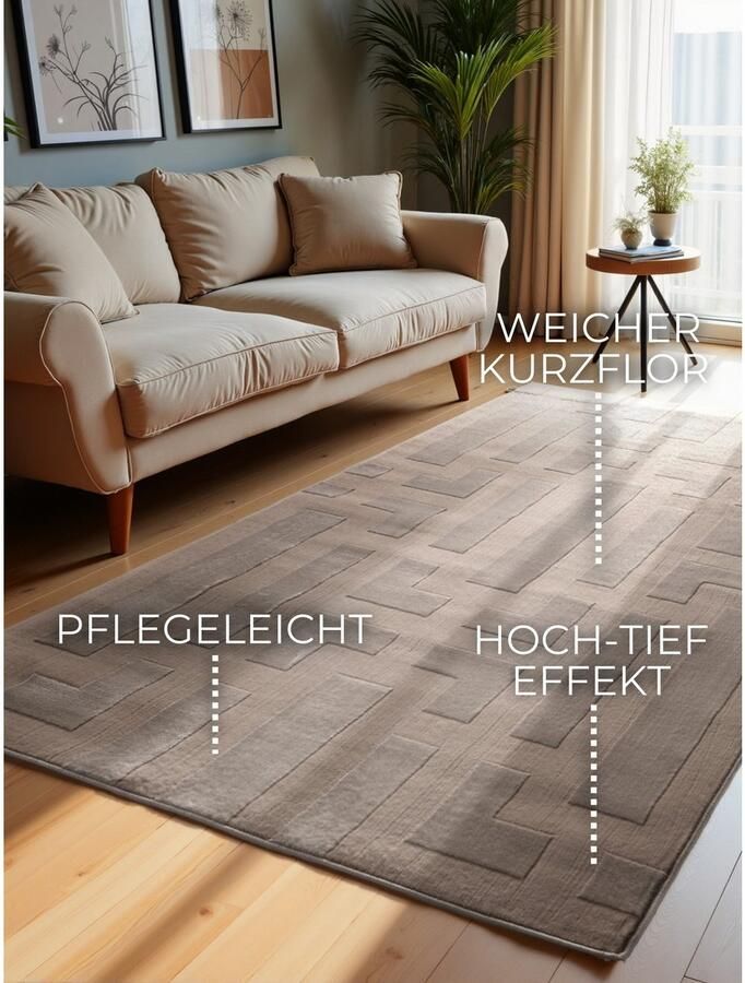 ELLE DECORATION Design-vloerkleed Onyx Woonkamer slaapkamer loper hoog-laag effect gang glans - Foto 2