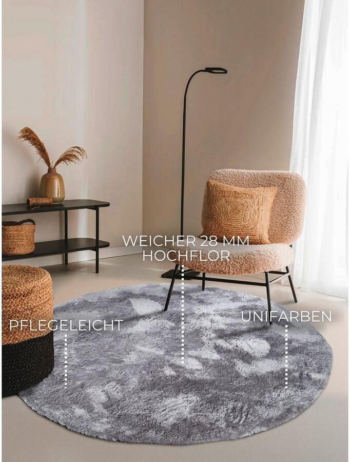 ELLE DECORATION Hoogpolig vloerkleed Calida Lange pool shaggy effen pluizig zacht glanzend modern effen - Foto 9