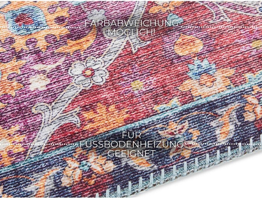 ELLE DECORATION Vloerkleed Kasjmier Ghom Oosters loper kortpolig vintage woonkamer slaapkamer