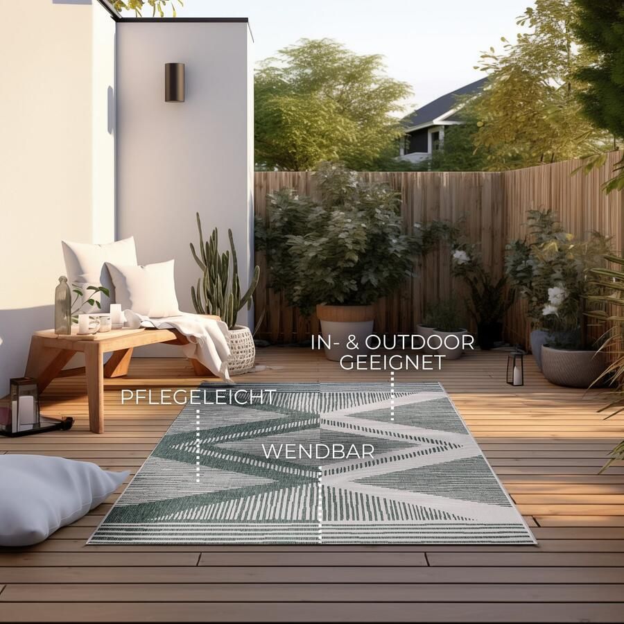 ELLE DECORATION Vloerkleed Rhombus In- en Outdoor Vlakweefsel binnen- en buitengebruik modern omkeerbaar tapijt balkon woonkamer