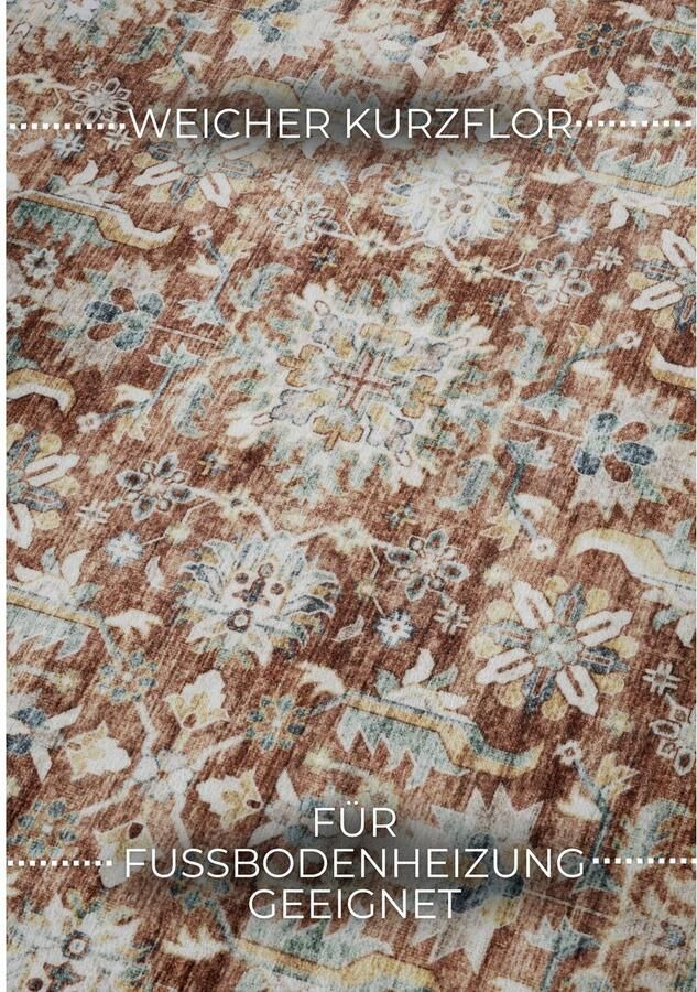 ELLE DECORATION Vloerkleed Saveh Kortpolig antislip vintage klassiek woonkamer gang - Foto 4