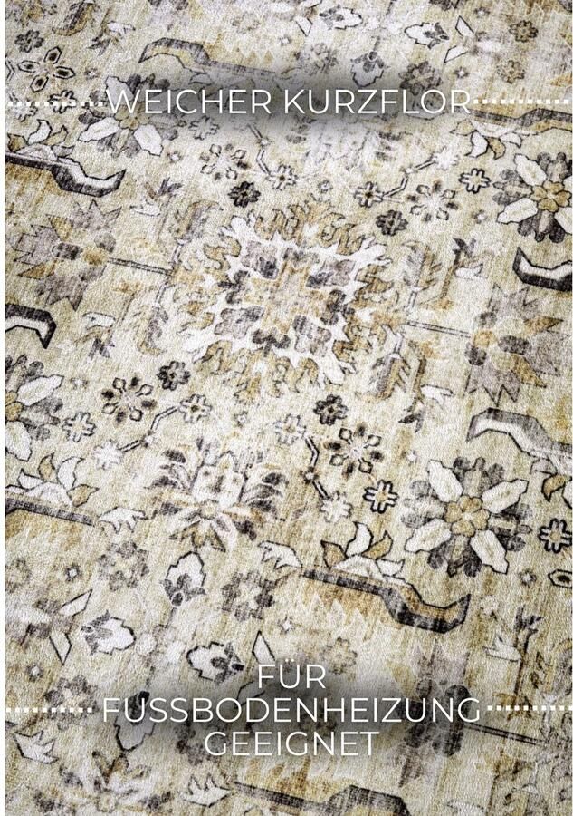 ELLE DECORATION Vloerkleed Saveh Kortpolig antislip vintage klassiek woonkamer gang - Foto 4