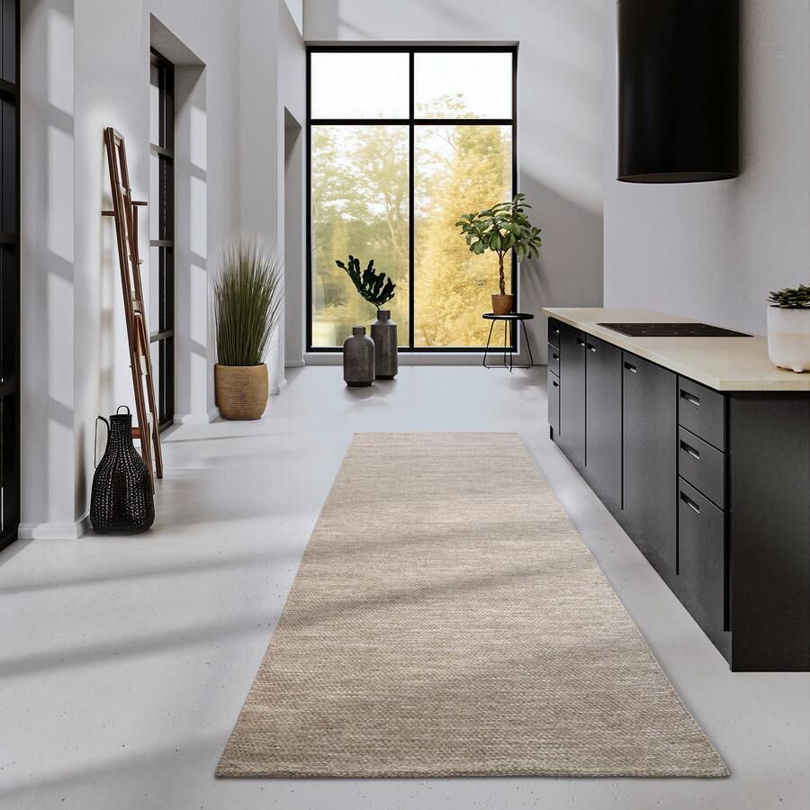 ELLE DECORATION Wollen kleed Pradesh Handgeweven wol natuur loper woonkamer slaapkamer Scandi