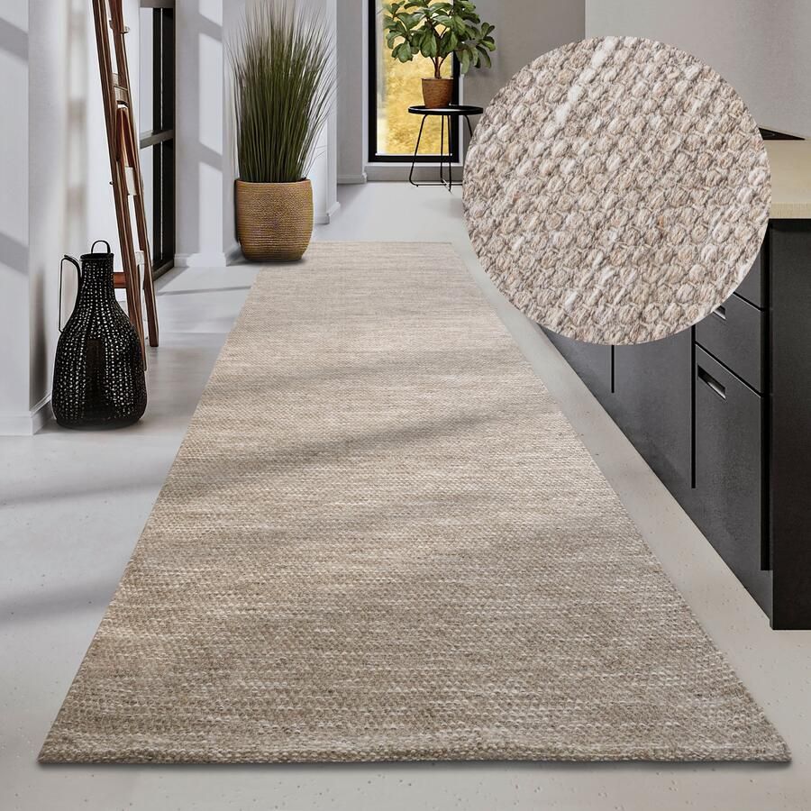 ELLE DECORATION Wollen kleed Pradesh Handgeweven wol natuur loper woonkamer slaapkamer Scandi - Foto 2