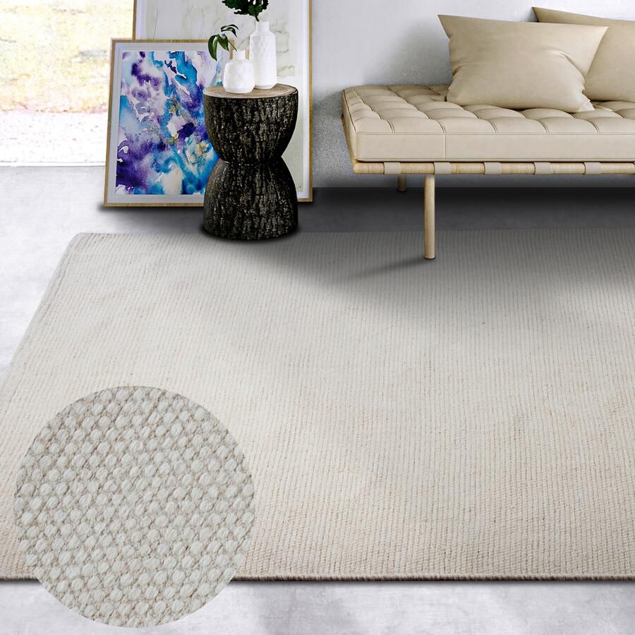 ELLE DECORATION Wollen kleed Pradesh Handgeweven wol natuur loper woonkamer slaapkamer Scandi - Foto 2