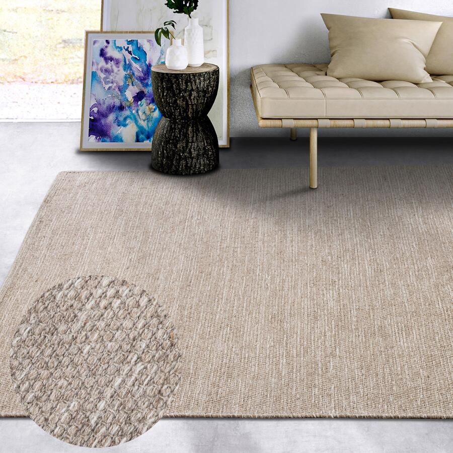 ELLE DECORATION Wollen kleed Pradesh Handgeweven wol natuur loper woonkamer slaapkamer Scandi - Foto 2