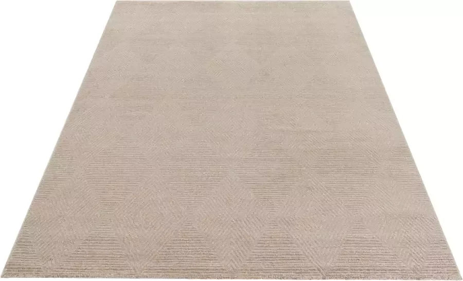 ELLE DECORATION Vloerkleed Mont Zachte korte pool reliëfstructuur look ruiten design woonkamer slaapkamer robuust gemakkelijk in onderhoud - Foto 2