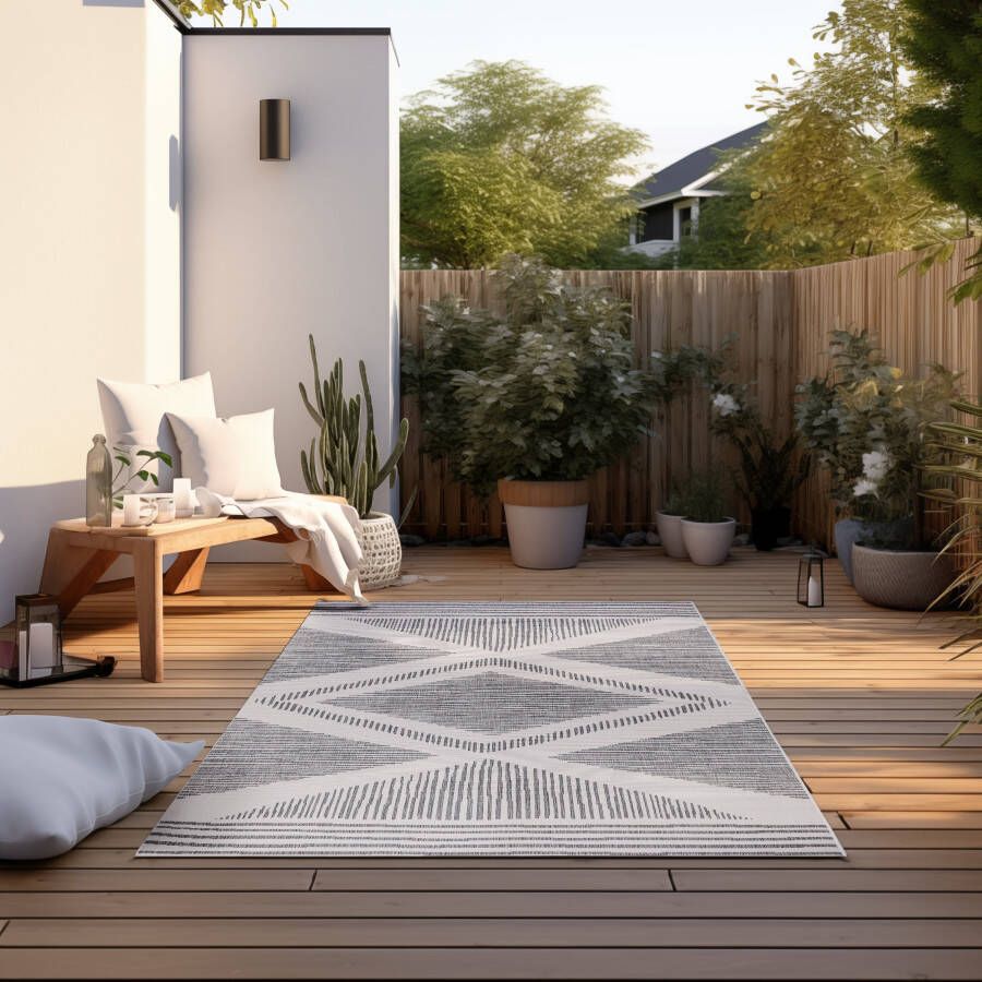 ELLE DECORATION Vloerkleed Rhombus In- en Outdoor Vlakweefsel binnen- en buitengebruik modern omkeerbaar tapijt balkon woonkamer - Foto 7