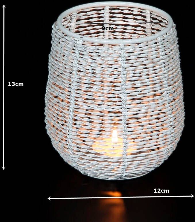Ambiente Haus Lantaarn met kaars Kerzenhalter aus Draht Weiß (H) 13 cm (1 stuk) - Foto 3