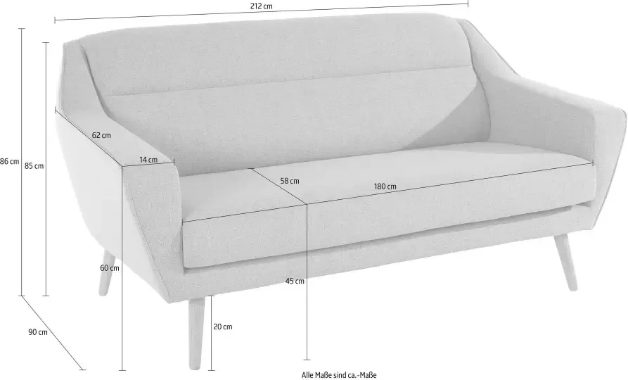 Andas 2-zitsbank Bille met naad in het rugkussen en eikenhouten poten design by morten georgsen - Foto 4