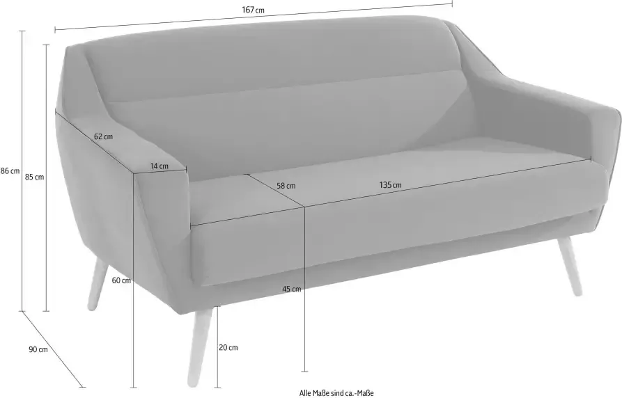 Andas 2-zitsbank Bille met naad in het rugkussen en eikenhouten poten design by morten georgsen - Foto 2