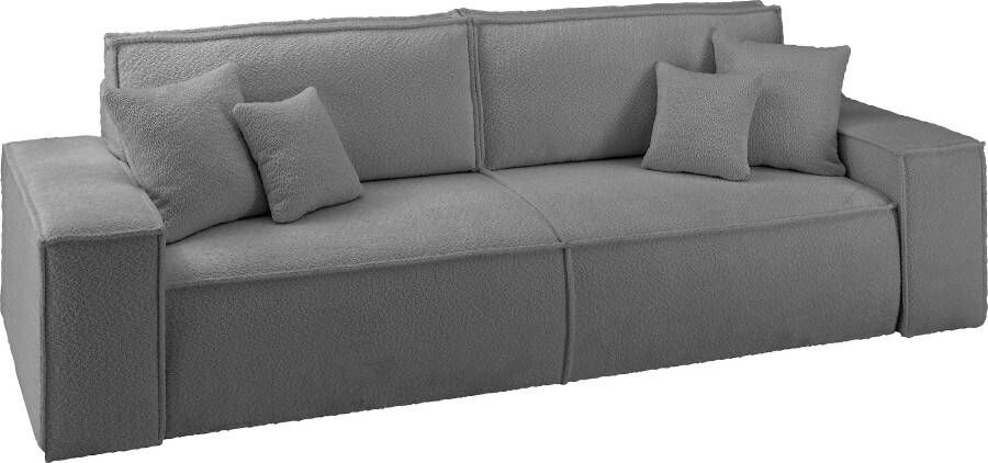 Andas 3-zitsbank FINNLEY Schlafsofa 257 cm Schlaffunktion mit Bettkasten (200 136cm) in aqua clean-bouclé stof en fijne textuur - Foto 12