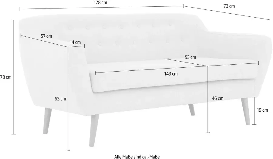 Andas 3-zitsbank Hol met capitonnage achter in scandinavische stijl - Foto 2