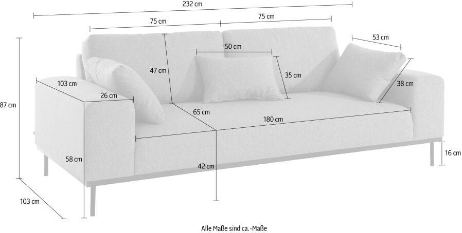 Andas 3-zitsbank MIKAEL met hoogwaardig gebeitst houten frame en 4 sierkussens (1 stuk) - Foto 4