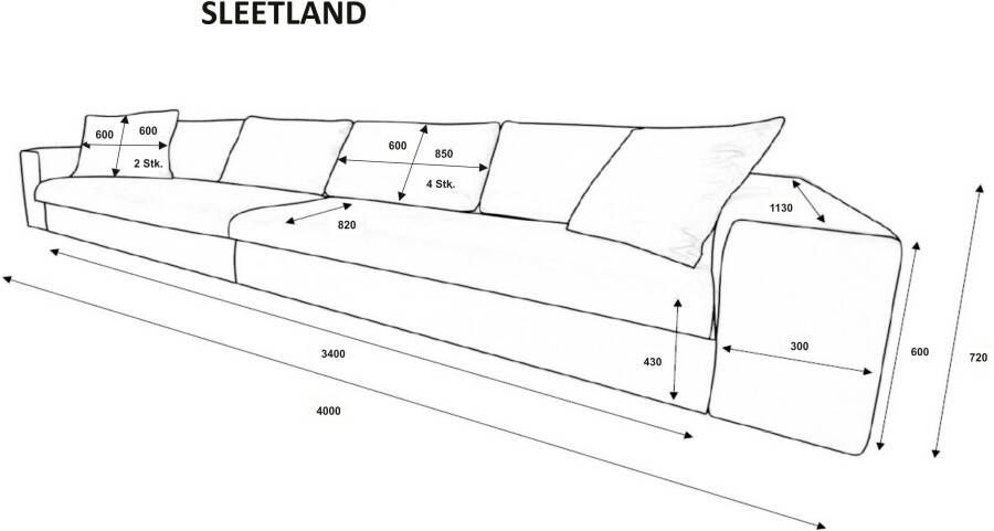 Andas 4-zitsbank SLEETLAND XXL in fluweel of vintage lederlook - Foto 5