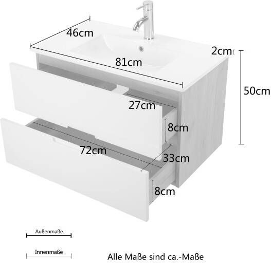 Andas Badkamerserie Lund Badmöbel Set Badschrank Badezimmerset (complete set 3-delig) - Foto 15