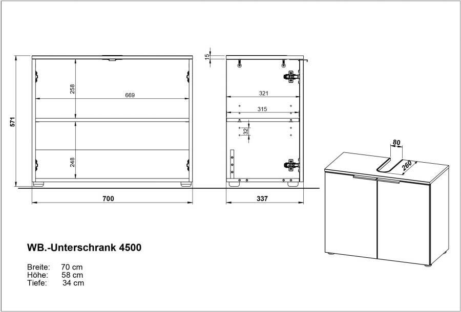 Andas Badkamerserie Majtum bestehend aus Waschbeckenunterschrank & Spiegel (2-delig) - Foto 11