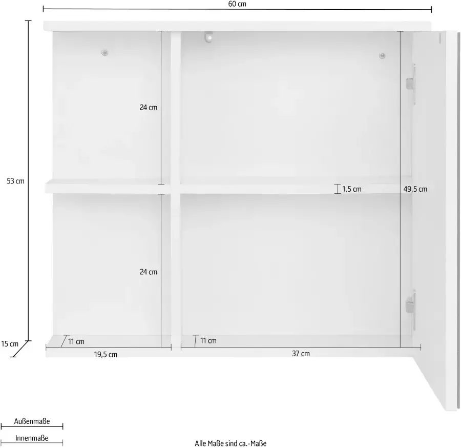 Andas Badkamerspiegelkast Stian met spiegeldeur en push-to-openfunctie breedte 60 cm hoogte 53 cm - Foto 2