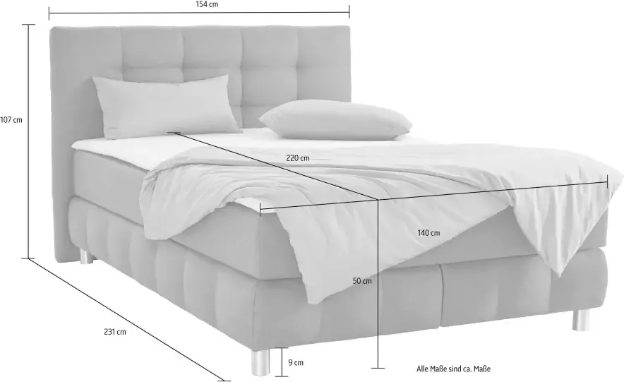 Andas Boxspring Salo XXL in fluwelige look of structuurstof 6 breedten in extra lang 220 cm 4 hardheden - Foto 3