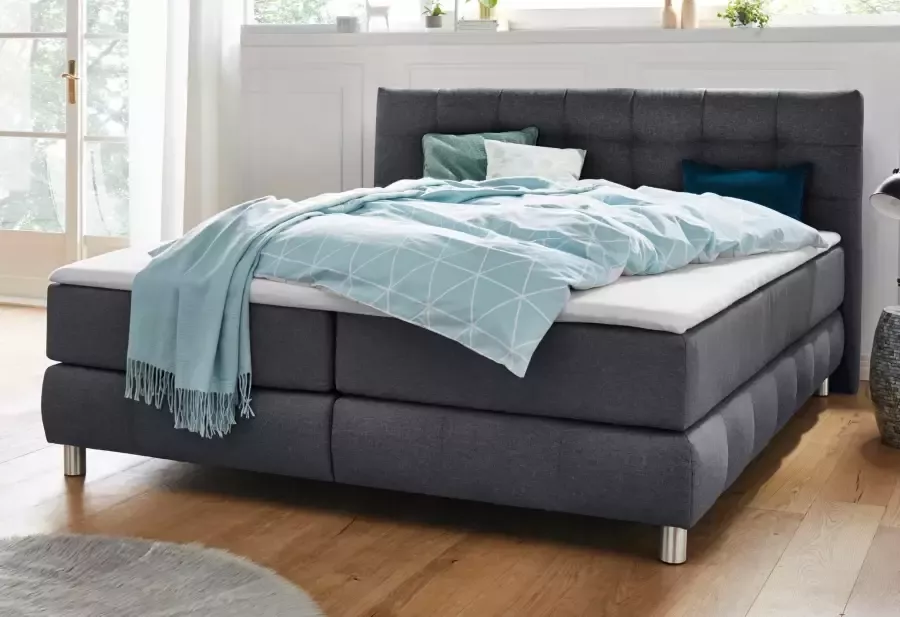 Andas Boxspring Salo XXL in fluwelige look of structuurstof 6 breedten in extra lang 220 cm 4 hardheden - Foto 1